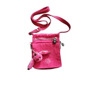 Kipling El Dorado Small Travel Organizer Crossbody Shoulder Bag Pink Nylon